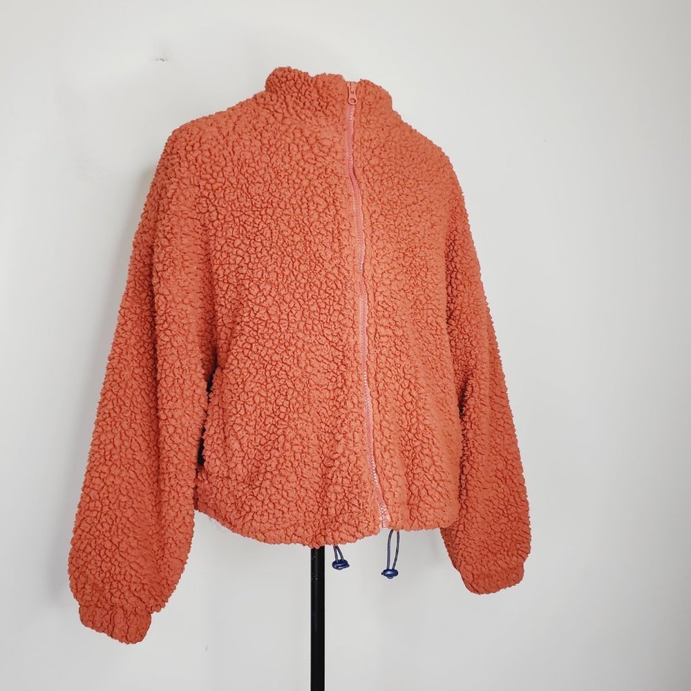 UO ME JANE Burnt Orange Fleece Teddy Bomber Jacket - Picture 2 of 10